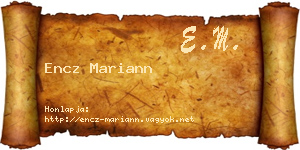Encz Mariann névjegykártya